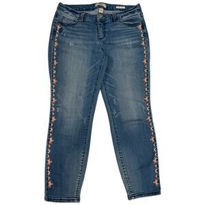 Vintage America Blues Boho Capri Embroidered Floral Jeans Size 8/29
